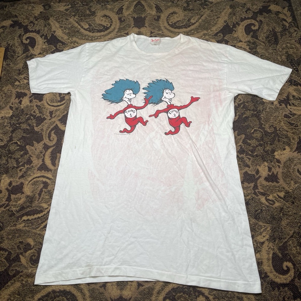 Vtg Dr Seuss Enterprises Junior Sleep T Shirt Thing 1 & Thing 2 Running One Size